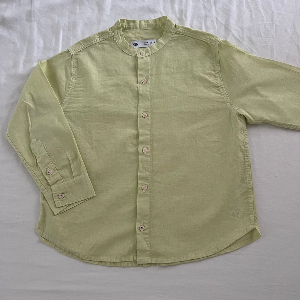 Zara Kids Light Lime Button-Down Shirt
